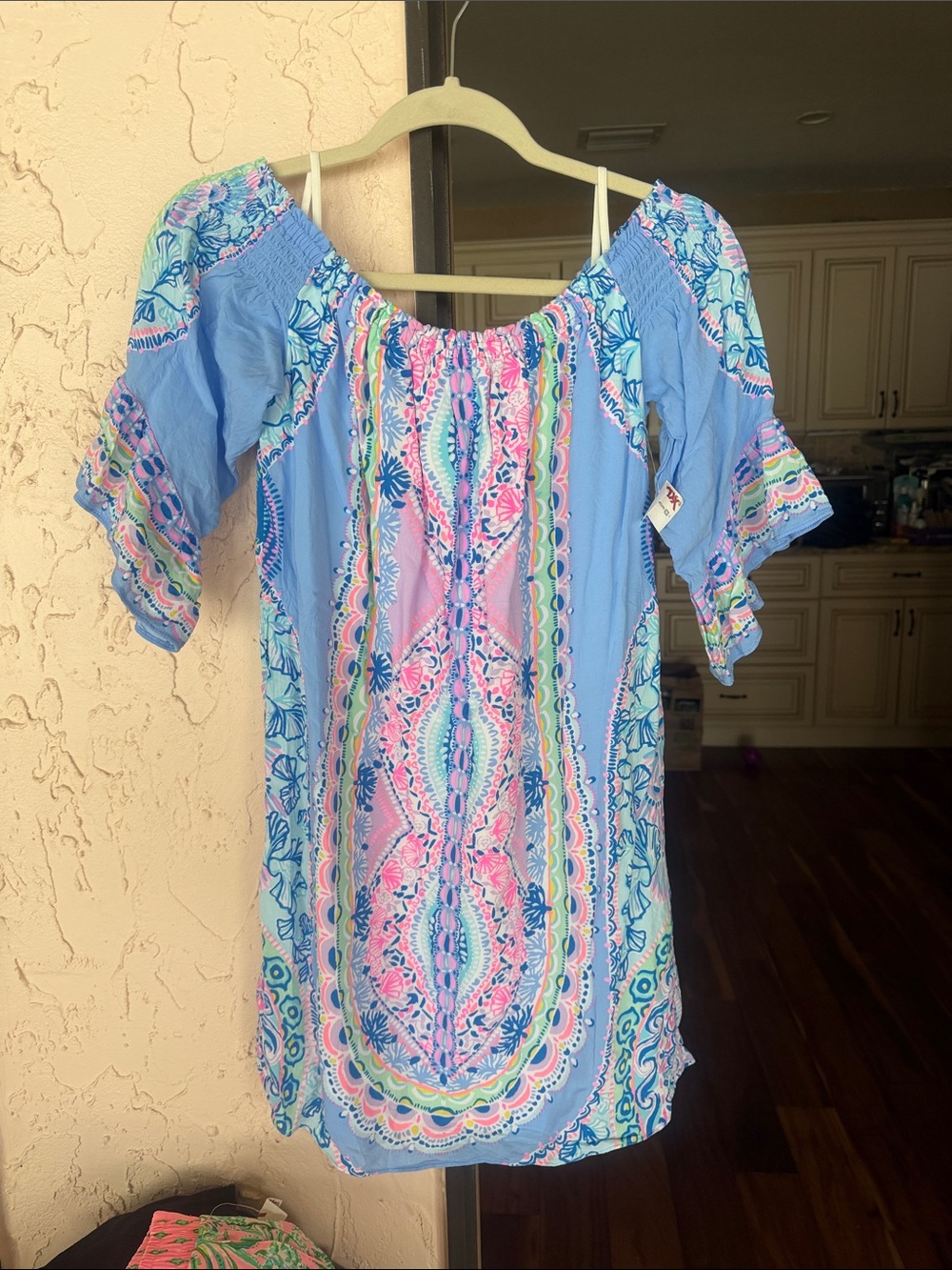 Lilly Pulitzer Pink Label Floral-Trim Top with Blue Accents